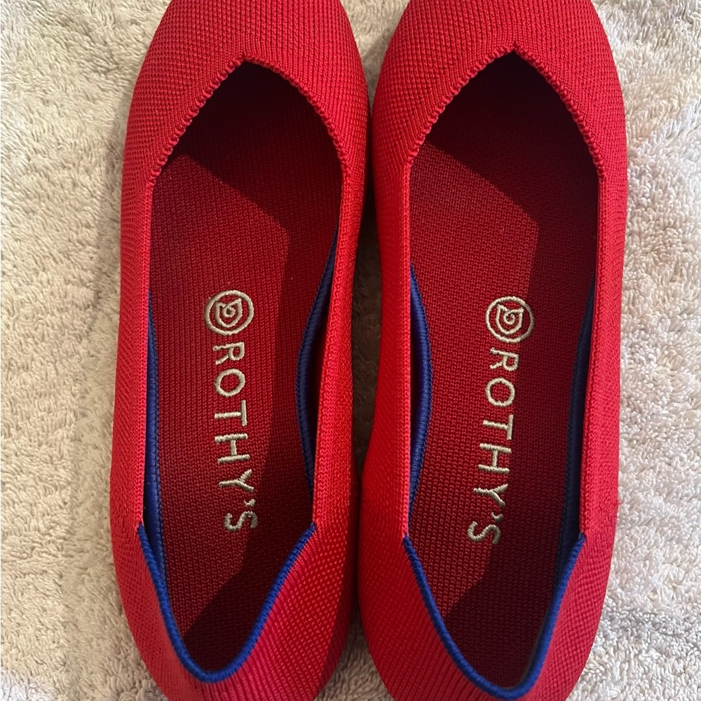 Rothy’s flats in red
